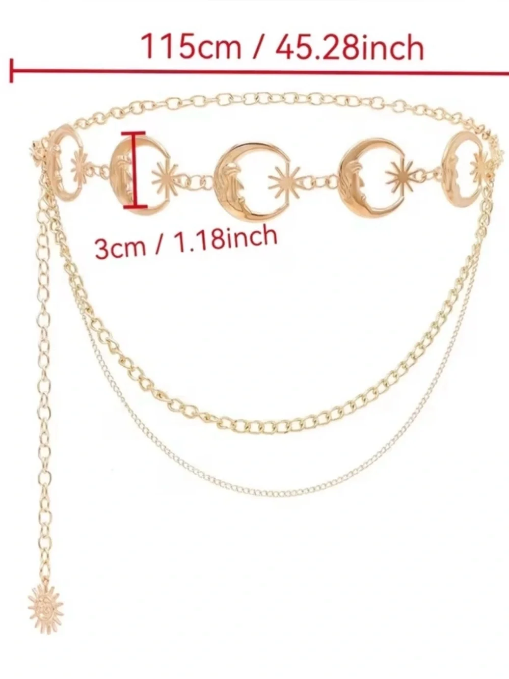 NEW! Gold Chain Link Waist Belt.  Boho Moon & Star Belt 🌙✨ A8-262